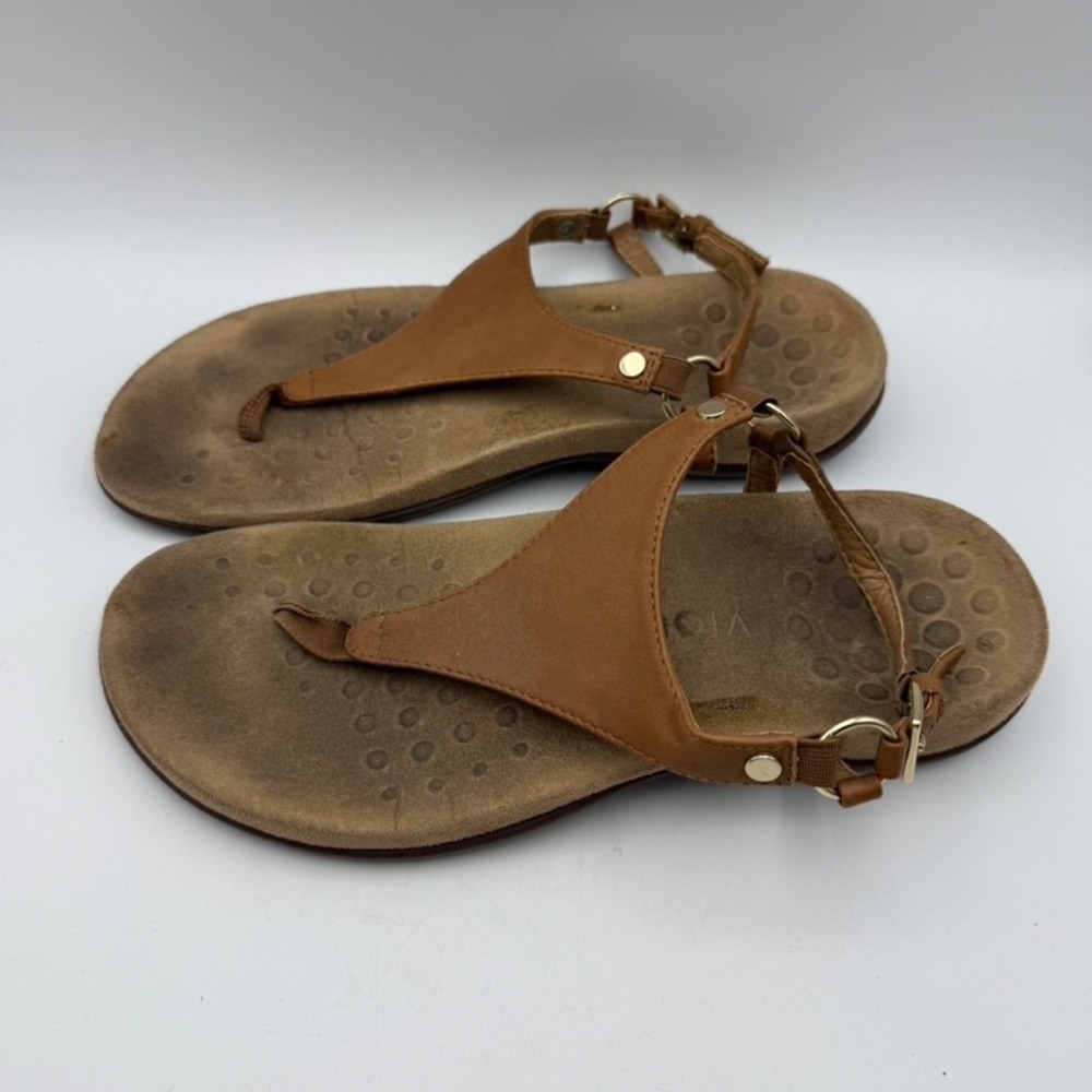 Vionic Kirra Sandals‎ Thong Adjustable Buckle Comfort Brown Womens Size 8